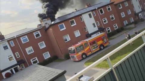Brand i flerfamiljshus i centrala Hudiksvall