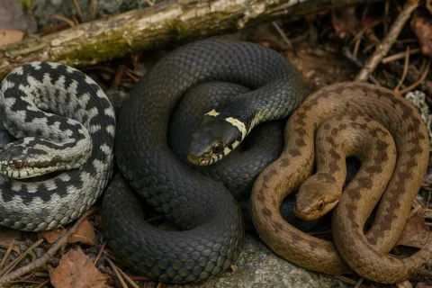 huggorm, snok och hasselsnok