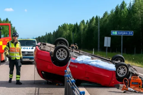 Bil voltade på E4