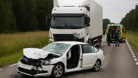 Trafikolycka mellan lastbil och bil