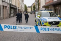 En avspärrad gata i centrala