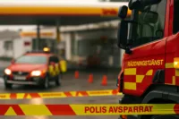 bensinstation avspärrad