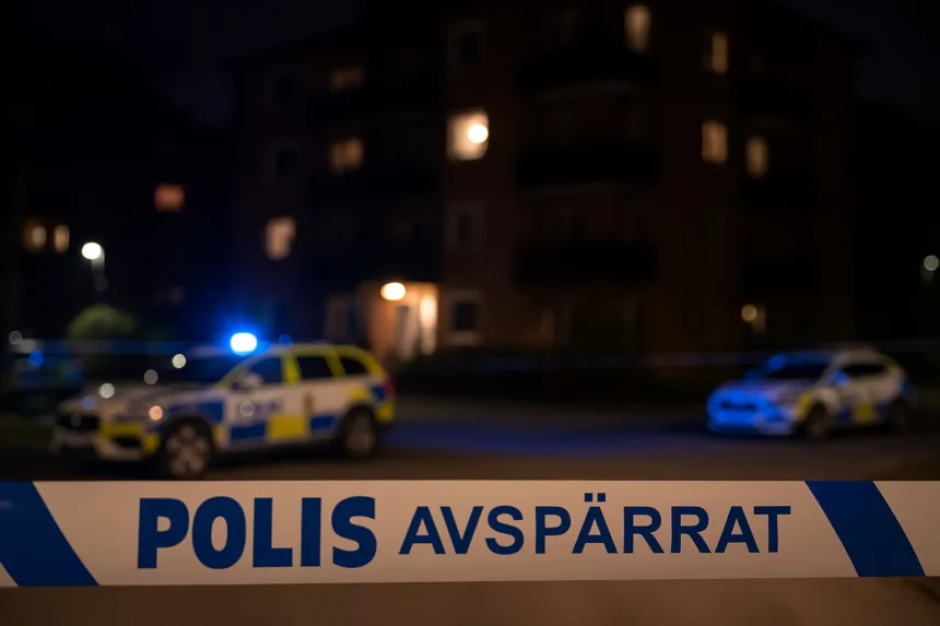 Avspärrningar och polisfordon