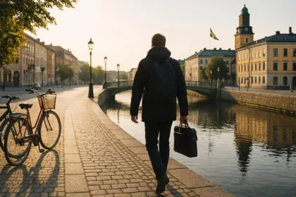 Person på väg till arbete