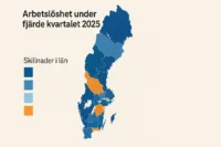 Karta över Sverige med färgmarkerade
