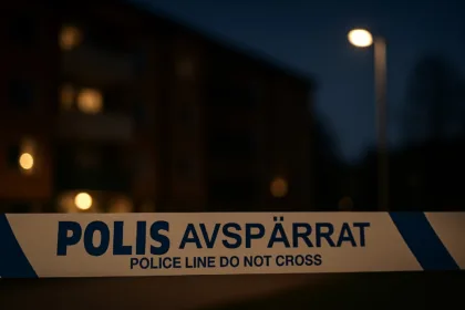 Polisavspärrning vid ett flerfamiljshus