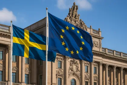 Sveriges flagga och EU-flaggan