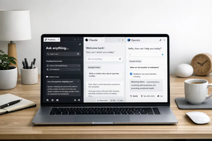 AI-gränssnitt Perplexity Claude Gemini