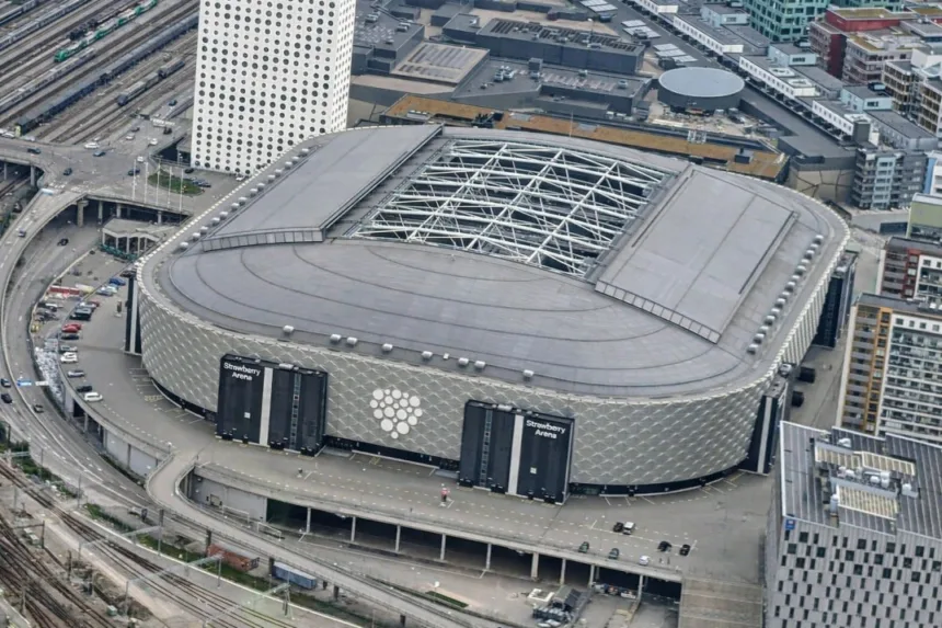 Strawberry Arena above